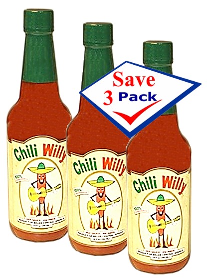 Chili Willy Hot Sauce from Belize. 10 oz Pack of 3
